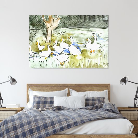 Nederlandse Art Nouveau Eenden en Ganzen Canvas Afdruk (Insitu (Slaapkamer))