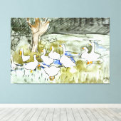 Nederlandse Art Nouveau Eenden en Ganzen Canvas Afdruk (Insitu (Houten vloer))