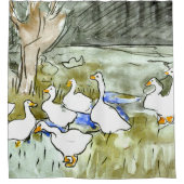 Nederlandse Art Nouveau Eenden en Ganzen Douchegordijn (Voorkant)