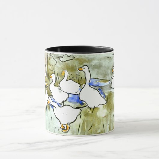 Nederlandse Art Nouveau Eenden en Ganzen Mok (Midden)