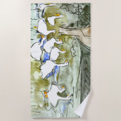 Nederlandse Art Nouveau Eenden en Ganzen Strandlaken (Voorkant)