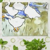 Nederlandse Art Nouveau Eenden en Ganzen Theedoek (Gevouwen)