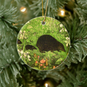 Nederlandse Art Nouveau Egel en Baby's Keramisch Ornament