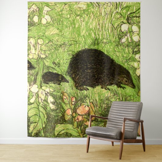 Nederlandse Art Nouveau Egel en Baby's Wandkleed (In situ)