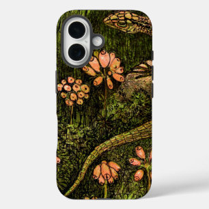 Nederlandse Art Nouveau Hagedis en Wildflowers iPhone 16 Hoesje