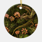 Nederlandse Art Nouveau Hagedis en Wildflowers Keramisch Ornament (Voorkant)