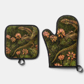 Nederlandse Art Nouveau Hagedis en Wildflowers Ovenwant & Pannenlap Set (Voorkant)