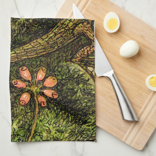 Nederlandse Art Nouveau Hagedis en Wildflowers Theedoek (Quarter Fold)