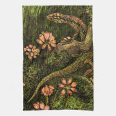 Nederlandse Art Nouveau Hagedis en Wildflowers Theedoek (Verticaal)