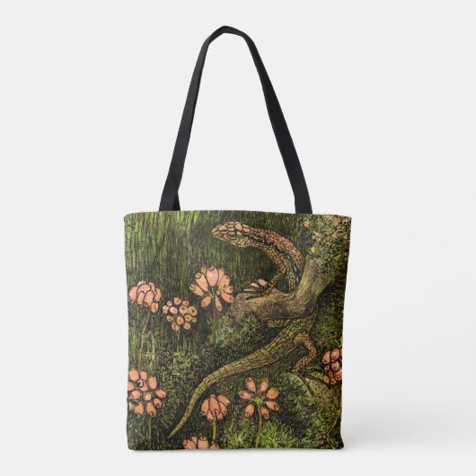Nederlandse Art Nouveau Hagedis en Wildflowers Tote Bag (Achterkant)