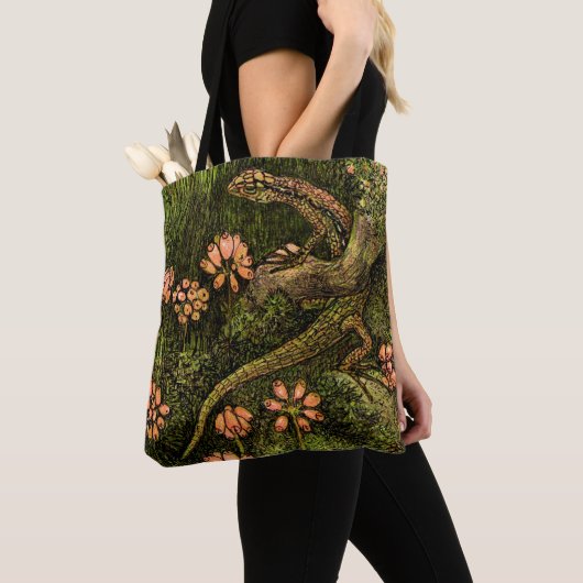 Nederlandse Art Nouveau Hagedis en Wildflowers Tote Bag (Dichtbij)
