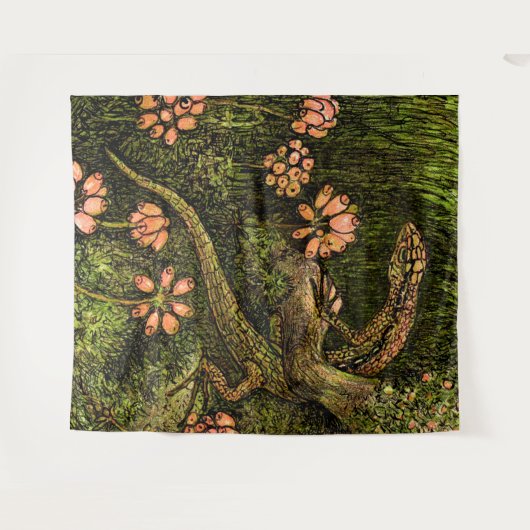 Nederlandse Art Nouveau Hagedis en Wildflowers Wandkleed