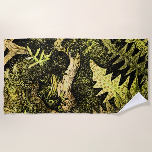 Nederlandse Art Nouveau Kikker in Boom Strandlaken (Voorkant)