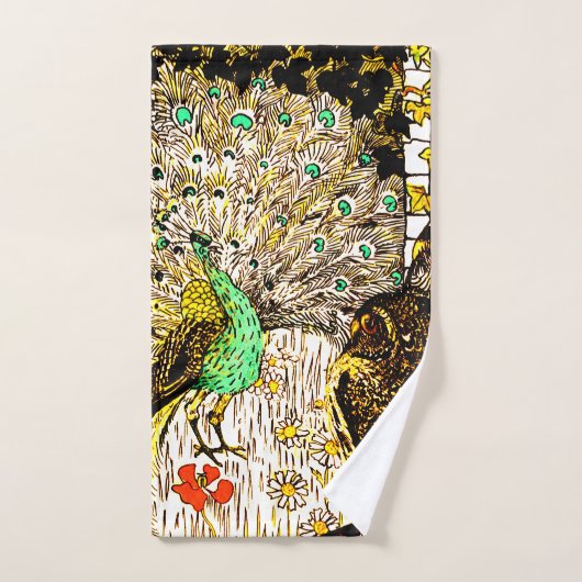 Nederlandse Art Nouveau Pauw en uilen Bad Handdoek (Handdoek)
