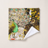 Nederlandse Art Nouveau Pauw en uilen Bad Handdoek (Wasdoekje)