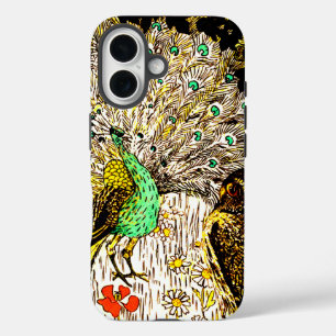 Nederlandse Art Nouveau Pauw en uilen iPhone 16 Hoesje