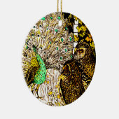 Nederlandse Art Nouveau Pauw en uilen Keramisch Ornament (Rechts)