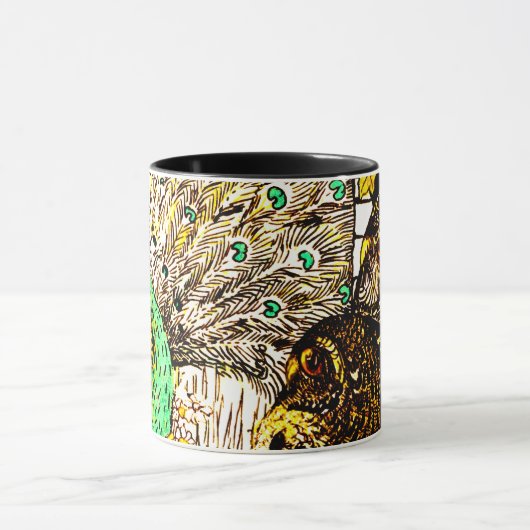 Nederlandse Art Nouveau Pauw en uilen Mok (Midden)