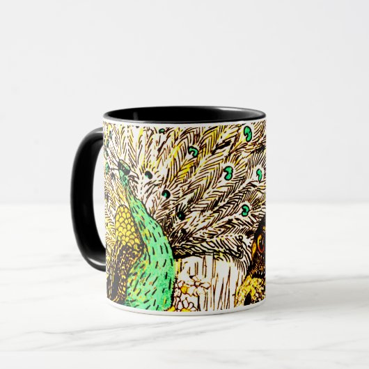 Nederlandse Art Nouveau Pauw en uilen Mok (Voorkant links)