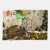 Nederlandse Art Nouveau Pauw en uilen Theedoek (Horizontaal)