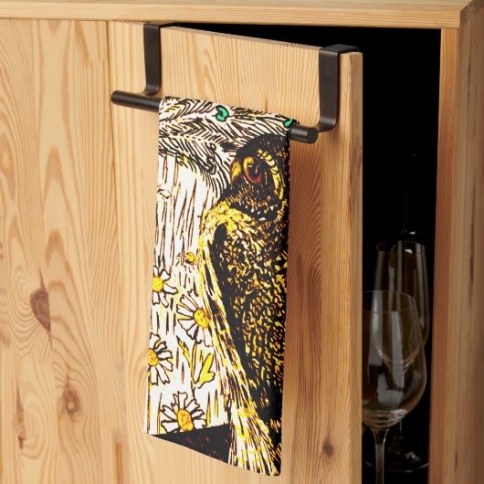 Nederlandse Art Nouveau Pauw en uilen Theedoek (Derde Gevouwen)