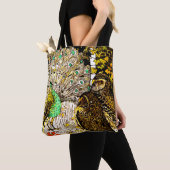 Nederlandse Art Nouveau Pauw en uilen Tote Bag (Dichtbij)