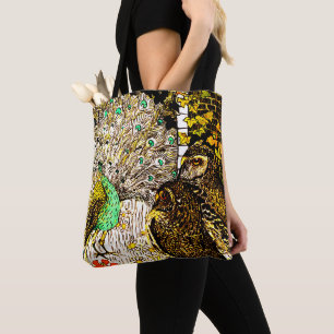 Nederlandse Art Nouveau Pauw en uilen Tote Bag