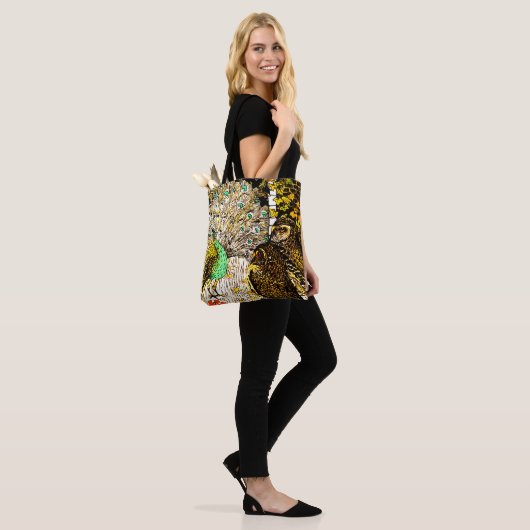 Nederlandse Art Nouveau Pauw en uilen Tote Bag (Op model)