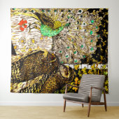 Nederlandse Art Nouveau Pauw en uilen Wandkleed (In Situ (horizontaal))