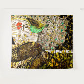 Nederlandse Art Nouveau Pauw en uilen Wandkleed (Voorkant (horizontaal))