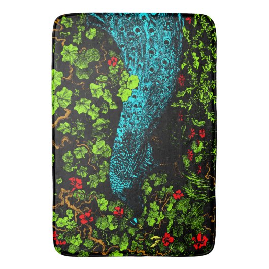 Nederlandse Art Nouveau Pauw en Vlinder Badmat (Voorkant Verticaal)