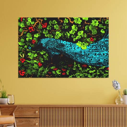 Nederlandse Art Nouveau Pauw en Vlinder Canvas Afdruk (Insitu (Woonkamer))