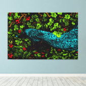 Nederlandse Art Nouveau Pauw en Vlinder Canvas Afdruk (Insitu (Houten vloer))