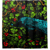 Nederlandse Art Nouveau Pauw en Vlinder Douchegordijn (Voorkant)