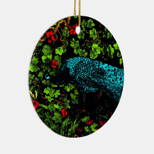 Nederlandse Art Nouveau Pauw en Vlinder Keramisch Ornament (Rechts)