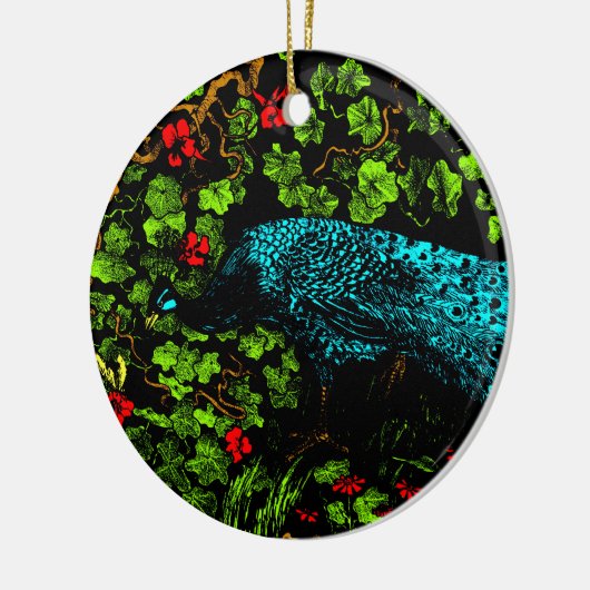 Nederlandse Art Nouveau Pauw en Vlinder Keramisch Ornament (Links)