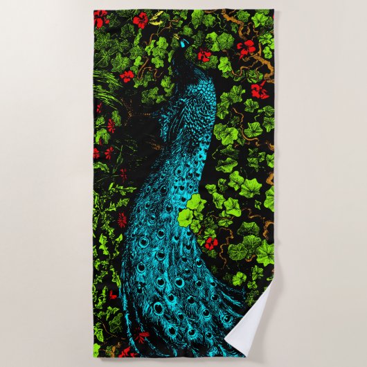 Nederlandse Art Nouveau Pauw en Vlinder Strandlaken (Voorkant)