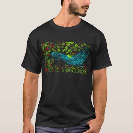 Nederlandse Art Nouveau Pauw en Vlinder T-shirt (Voorkant)