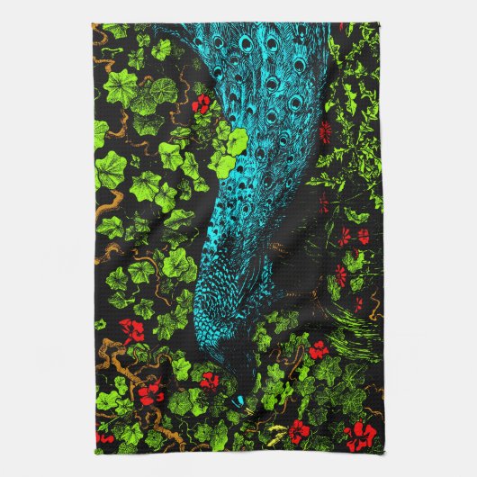 Nederlandse Art Nouveau Pauw en Vlinder Theedoek (Verticaal)