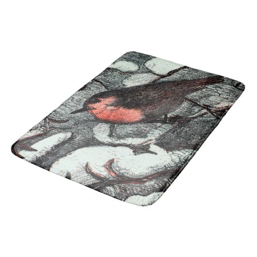 Nederlandse Art Nouveau Robin Bird in de winter Badmat (Gekanteld)