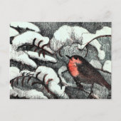 Nederlandse Art Nouveau Robin Bird in de winter Briefkaart (Voorkant)
