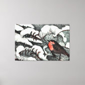Nederlandse Art Nouveau Robin Bird in de winter Canvas Afdruk (Voorkant)