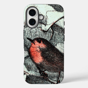 Nederlandse Art Nouveau Robin Bird in de winter iPhone 16 Hoesje
