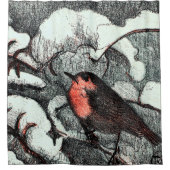 Nederlandse Art Nouveau Robin Bird in de winter Douchegordijn (Voorkant)