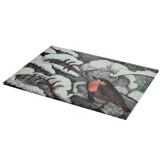 Nederlandse Art Nouveau Robin Bird in de winter Snijplank (Hoek)