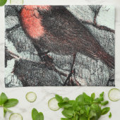 Nederlandse Art Nouveau Robin Bird in de winter Theedoek (Gevouwen)