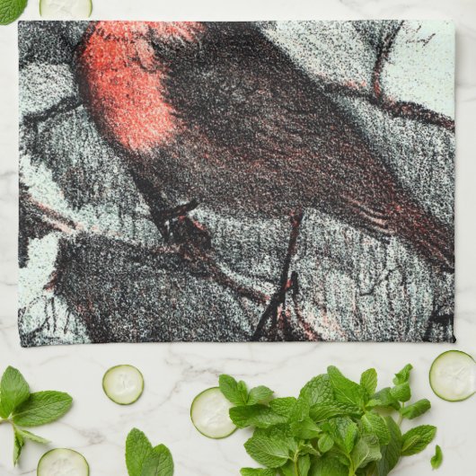 Nederlandse Art Nouveau Robin Bird in de winter Theedoek (Gevouwen)