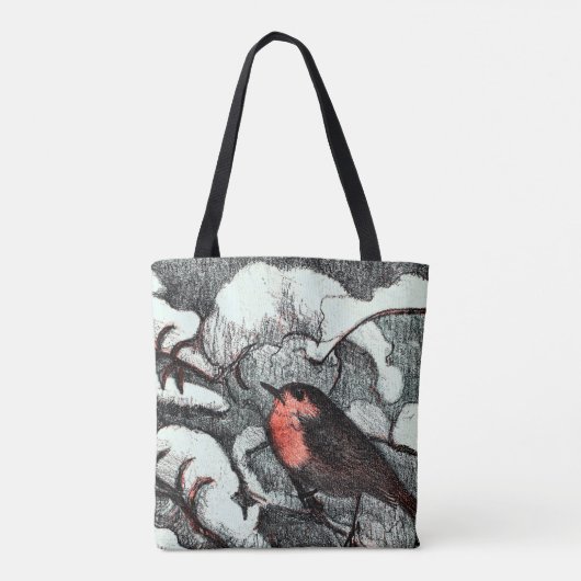 Nederlandse Art Nouveau Robin Bird in de winter Tote Bag (Achterkant)