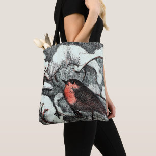 Nederlandse Art Nouveau Robin Bird in de winter Tote Bag