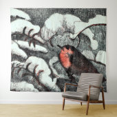 Nederlandse Art Nouveau Robin Bird in de winter Wandkleed (In Situ (horizontaal))